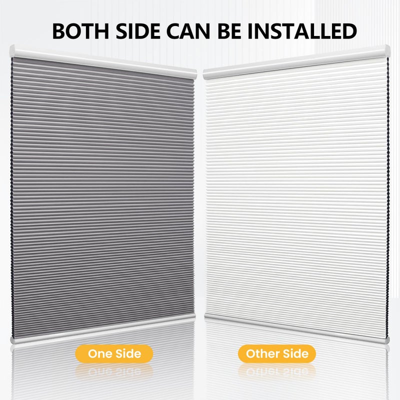 SUNFREE Cellular Shades Cordless Blackout Blinds Honeycomb Window Shades for Bedroom, Blinds for Window and Door, Home and Office, White-Grey, 31" W x 64" H SUNFREE - Image 3